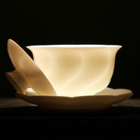 苏氏陶瓷 SUSHI CERAMICS)中国白莲纹陶瓷功夫茶具茶盖碗(亮光)
