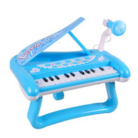俏娃宝贝 QIAO WA BAO BEI 儿童电子琴玩具宝宝早教小孩多功能小钢琴带灯光 王子蓝色