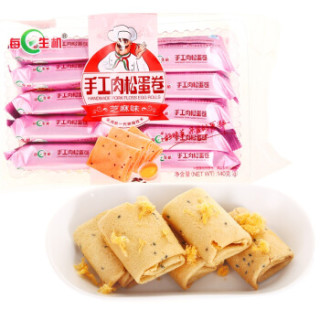 每日生机 饼干蛋糕 零食点心 手工肉松蛋卷 芝麻味 140g/袋