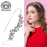 Royal sasa头饰发饰品发箍压发头箍发卡子合金仿水晶发夹 银色