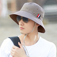 Siggi CM68047 帽子男夏天韩版潮户外英伦风防晒太阳帽大沿防紫外线遮阳帽登山帽渔夫帽 浅卡其