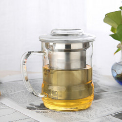 品茶忆友 玻璃茶具 茶杯水杯玻璃杯不锈钢茶漏泡茶杯 jp-17竹节杯