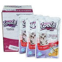 乐乐（loole） 宠物欢乐包 猫湿粮 三文鱼加南美扇贝 100g*10包