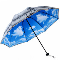 天堂伞 双层防晒（UPF50+）创意三折太阳伞晴雨伞31807E 巴黎铁塔