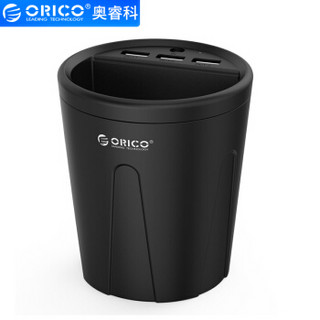 奥睿科（ORICO）UCH-C2 多口杯架式车载usb充电器 车用手机充电器  智能识别电流  黑色