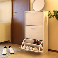 慧乐家 鞋柜 泊雅特三门大容量翻斗鞋柜 储物鞋架 白枫木色 FNAJ-11013-2