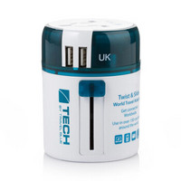 蓝旅（TRAVEL BLUE）双USB全球通用转换插头出国旅行电源转换插座充电器270