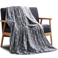 三利 纯棉AB版符号纱布毛巾被 40s精梳纱 居家午休四季通用盖毯 双人200×230cm 灰色
