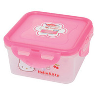 乐扣乐扣(LOCK&LOCK)HELLO KITTY密封型塑料保鲜盒容器零食防潮储物收纳盒420ml HPL850-KT粉色