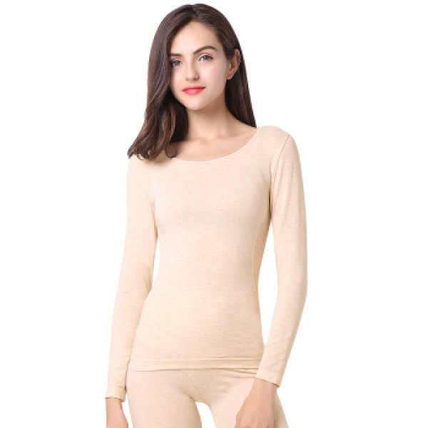 商品gangsha 港莎 秋衣秋裤女士无缝塑身美体内衣纯色薄款套装 彩棉女