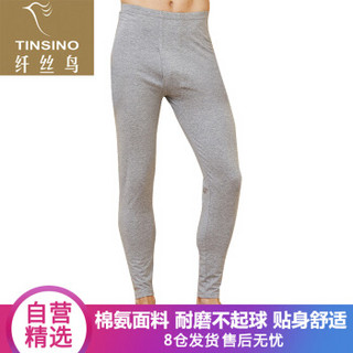 TINSINO 纤丝鸟 莱卡棉秋裤男士高弹棉舒适修身线裤棉单裤  麻灰色 XL(180/105)