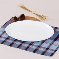 SKYTOP斯凯绨 陶瓷盘子骨瓷鱼盘餐盘 12英寸白瓷月光 椭圆形