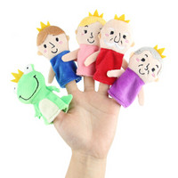 金洋创意 手偶毛绒玩具 儿童哄睡神器安抚公仔玩偶婴幼儿手指玩偶动物手套布偶宝宝玩具娃娃5只青蛙王子