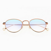 益盾（YIDUN) 防辐射眼镜平光眼镜框圆框显脸小镜架女款文艺时尚珍珠5946
