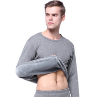 GANGSHA 港莎 保暖内衣 男女套装 加绒加厚秋衣秋裤情侣保暖内衣套装 男款-麻灰 XL