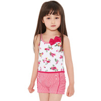 弈姿(EZI)儿童连体平角游泳衣 中小童清新小碎花女童泳衣 Ezi10166 白底小花 130cm