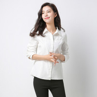 南极人（nanjiren）衬衫女宽松百搭长袖衬衫女韩版方领 白色 S
