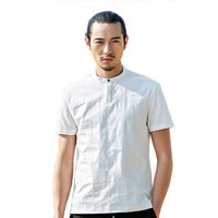柒牌 SEVEN 中华立领中国风白色上衣男t恤短袖夏季新款棉修身体恤男装（112T5M110） 大白