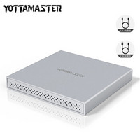 YottaMaster S200RC3 Type-C双盘位磁盘阵列硬盘盒 2.5英寸SATA/SSD真USB3.1Gen2硬盘座 支持4TB硬盘 银色