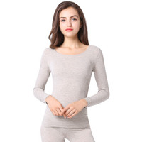 GANGSHA 港莎 秋衣秋裤女士无缝塑身美体内衣纯色薄款套装 彩棉女款-靓灰 D99621 均码