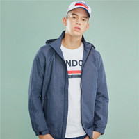 佐丹奴(Giordano) 男装风衣 简约网布内衬修身可拆帽风衣01077007 71花纱靛紫蓝色 小码(165/92A)