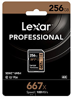 Lexar雷克沙SD卡256G 667X U3高速微单反相机4K内存卡SDXC卡256G 4K高速摄像机内存卡 UHS-I存储卡100MB/S