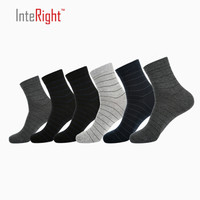 INTERIGHT 棉质 男士横条商务休闲袜 中筒6双装