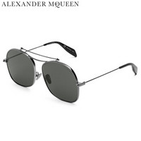 亚历山大·麦昆Alexander McQueen eyewear男女太阳镜 金属双梁镜架墨镜 AM0088S-001 枪色镜框灰色镜片 59mm