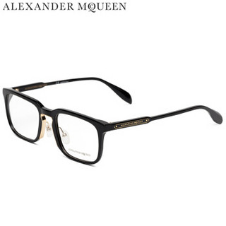 亚历山大·麦昆Alexander McQueen eyewear 男光学镜架 黑色框金色鼻梁夹片 AM0079O-003 54mm