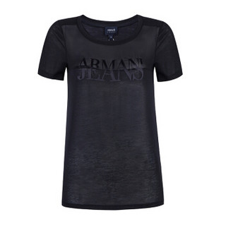 ARMANI JEANS阿玛尼女士撞色拼接字母短袖T恤3Y5T09-5J16Z-BLUE155N-38