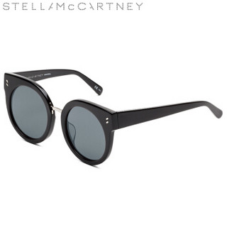 丝黛拉麦卡妮Stella McCartney eyewear 女太阳镜 亚洲版圆框墨镜 SC0036SA-001 黑色全框烟灰色镜片 52mm