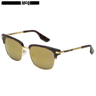 MCQ 麦昆 eyewear 男女太阳眼镜 中性款方形镜框墨镜 MQ0057SK-002 哈瓦那镜框金色镜片 56mm