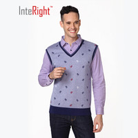 INTERIGHT 秋冬针织衫男 保暖内衣 套头针织衫假两件 中灰花纹 XL