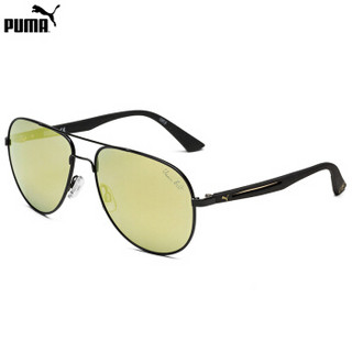 PUMA 彪马 eyewear 男款太阳眼镜 PU0007S-007 黑色镜框金色镜片 59MM