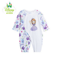 迪士尼(Disney)春季婴儿外出服女童连体衣纯棉长袖哈衣拼接时尚爬服163L699 浅紫 73cm