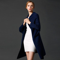 瑞比卡(Marc Rebecca)长袖毛衣外套中长款针织衫女开衫外套 75010D 藏蓝色 M