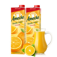 德国进口 果汁 爱美可（Amecke）橙汁 鲜榨100%纯果汁饮料 1L*2瓶 礼盒装（新老包装交替发货）