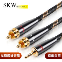 SKW 发烧级 3.5mm音频线 一分二莲花头 3.5转双莲花 手机电视电脑连功放音响连接线  BG-03 -5米