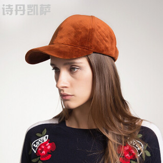 诗丹凯萨帽子女棒球帽时尚保暖鸭舌帽 锈红色 57cm