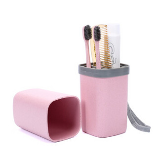 加加林 小麦牙刷杯旅行户外牙刷筒牙杯盒便携漱口杯刷牙筒漱口牙杯 浅粉色