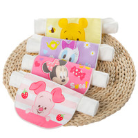 迪士尼（Disney）女宝宝纱布 新生儿 纯棉 A类吸汗巾 垫背巾4条 维尼米妮黛西小猪皮杰