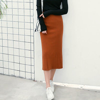 CITYPLUS 城加 高腰H型中长裙包臀裙半身裙 CWQZ179465 黑色系，黄/棕色系 均码 