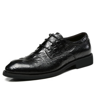 JIESILONG 捷斯龍 皮鞋 时尚系带英伦商务正装鞋 鳄鱼纹男皮鞋 17277 黑色 40码