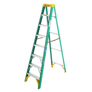 稳耐 梯子 2.5米人字梯八步梯单侧 电工绝缘梯折叠登高梯电力电信工程梯爬梯玻璃钢楼梯5908CN