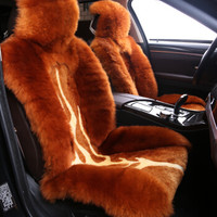 长城世喜 羊毛坐垫 冬季汽车坐垫 毛垫车垫羔羊皮 中长毛单座垫 坐垫 冬季汽车前排单座 棕红色