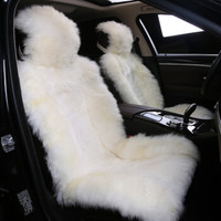 长城世喜 羊毛坐垫 冬季汽车坐垫 毛垫车垫羔羊皮 中长毛单座垫 坐垫 冬季汽车前排单座 珍珠白