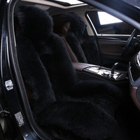 长城世喜 羊毛坐垫 冬季汽车坐垫 毛垫车垫羔羊皮 中长毛单座垫 坐垫 冬季汽车前排单座 魅力黑