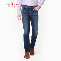 INTERIGHT牛仔裤男 经典美式休闲 合体修身牛仔裤中蓝色 34 175/84A