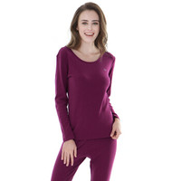 Hodohome 红豆居家 女士秋衣秋裤红豆绒圆领色纺磨毛保暖内衣套装 7255/256 胭紫 160/85