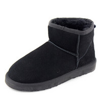 御乐 雪地靴保暖短筒靴棉鞋 LOV2061 黑色 35